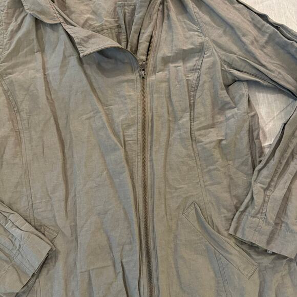 Eileen Fisher Zip Jacket w/removable hood Longsleeve Cotton Metallic taupe Large - Picture 12 of 12